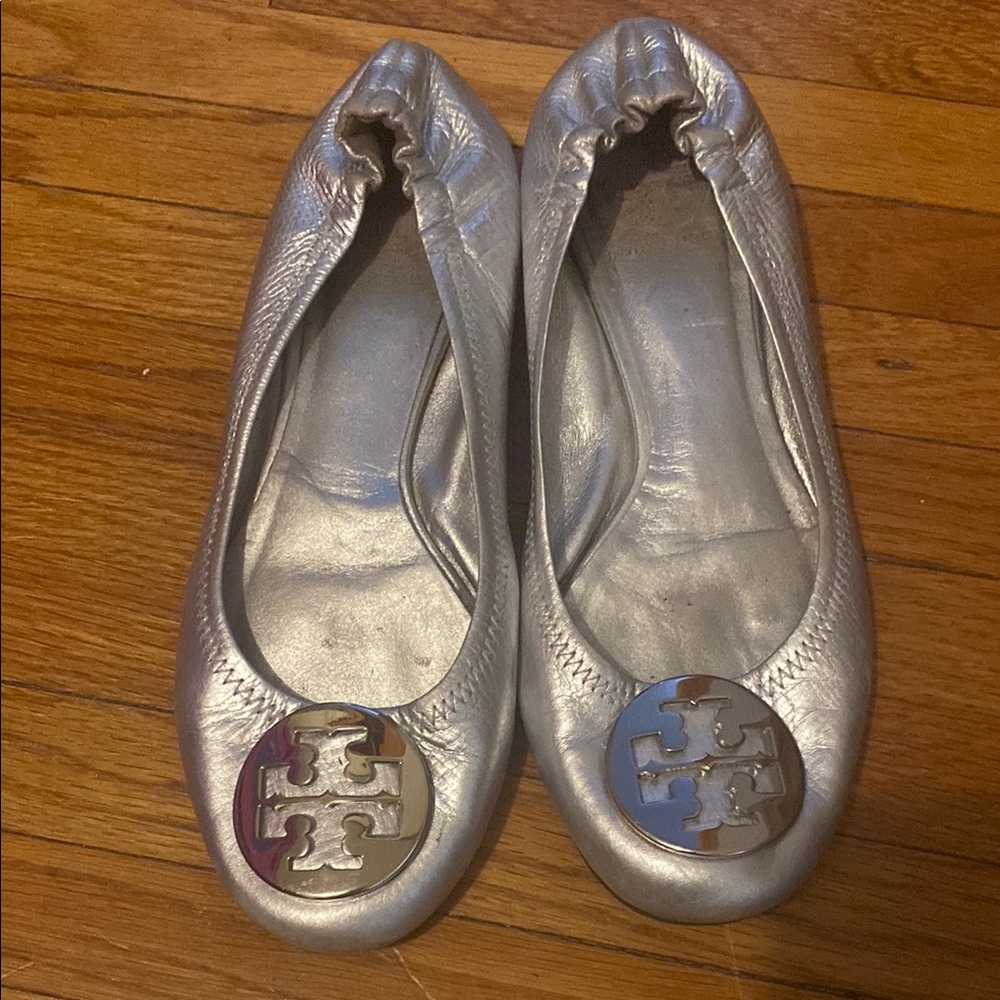 Tory Burch Silver Ballet Flats Woman 7 1/2